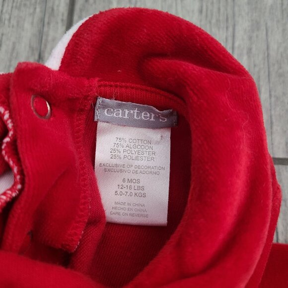 Carter’s Baby Red “My 1st Christmas” Reindeer Footed Velour One-Piece Size 6M - Picture 7 of 7